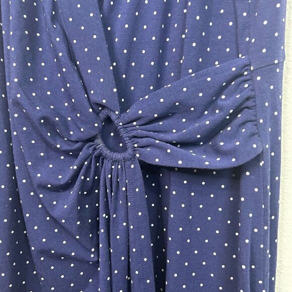 Land’s End Women’s Faux Wrap Blue Polka Dot Sleeveless Maxi Dress Size XL - Picture 3 of 13